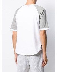 weißes T-shirt mit einer Knopfleiste von Thom Browne