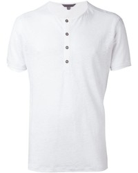 weißes T-shirt mit einer Knopfleiste von John Varvatos