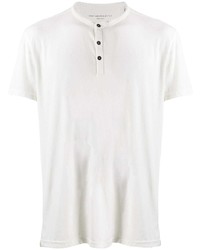 weißes T-shirt mit einer Knopfleiste von John Varvatos Star USA