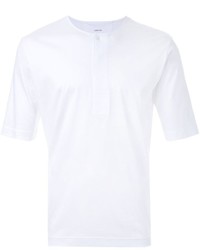 weißes T-shirt mit einer Knopfleiste von Lemaire