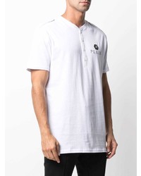 weißes T-shirt mit einer Knopfleiste von Philipp Plein
