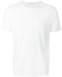 weißes T-shirt mit einer Knopfleiste von Paolo Pecora