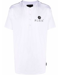 weißes T-shirt mit einer Knopfleiste von Philipp Plein