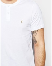 weißes T-shirt mit einer Knopfleiste von Farah