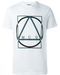 weißes T-shirt mit geometrischem Muster von McQ by Alexander McQueen