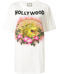 weißes T-shirt mit Leopardenmuster von Gucci