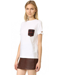 weißes T-shirt mit Schottenmuster von Helmut Lang