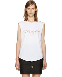 weißes T-shirt von Balmain