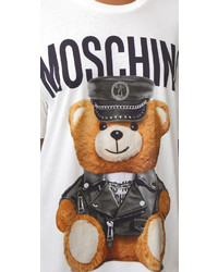 weißes T-shirt von Moschino