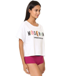 weißes T-shirt von Moschino