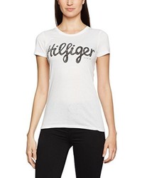 weißes T-shirt von Hilfiger Denim