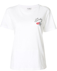 weißes T-shirt von Saint Laurent