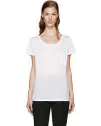 weißes T-shirt von Saint Laurent