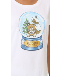 weißes T-shirt von Moschino