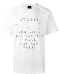 weißes T-shirt von Stussy