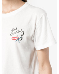 weißes T-shirt von Saint Laurent