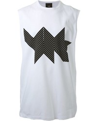weißes Trägershirt mit geometrischem Muster