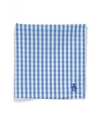 weißes und blaues Baumwolle Einstecktuch mit Vichy-Muster