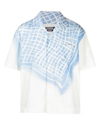 weißes und blaues bedrucktes Kurzarmhemd von Jacquemus