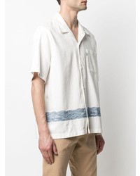 weißes und blaues bedrucktes Kurzarmhemd von Levi's Made & Crafted