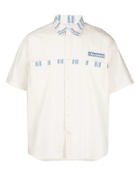 weißes und blaues bedrucktes Kurzarmhemd von Liberaiders