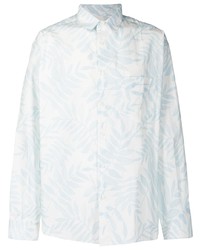 weißes und blaues bedrucktes Langarmhemd von Jacquemus