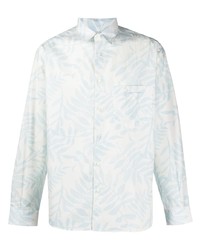weißes und blaues bedrucktes Langarmhemd von Jacquemus