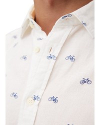 weißes und blaues bedrucktes Langarmhemd von Marc O'Polo