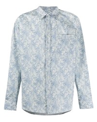weißes und blaues bedrucktes Langarmhemd von Missoni