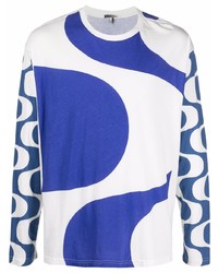 weißes und blaues bedrucktes Langarmshirt von Isabel Marant