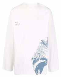 weißes und blaues bedrucktes Langarmshirt von Oamc