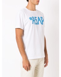 weißes und blaues bedrucktes T-Shirt mit einem Rundhalsausschnitt von OSKLEN