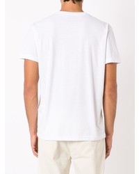 weißes und blaues bedrucktes T-Shirt mit einem Rundhalsausschnitt von OSKLEN