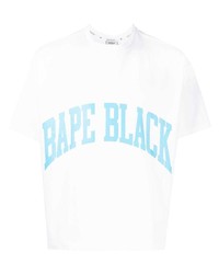 weißes und blaues bedrucktes T-Shirt mit einem Rundhalsausschnitt von BAPE BLACK *A BATHING APE®
