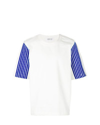 weißes und blaues bedrucktes T-Shirt mit einem Rundhalsausschnitt von Dima Leu