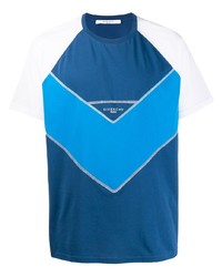 weißes und blaues bedrucktes T-Shirt mit einem Rundhalsausschnitt von Givenchy