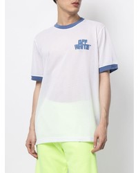 weißes und blaues bedrucktes T-Shirt mit einem Rundhalsausschnitt von Off-White