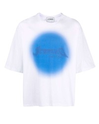 weißes und blaues bedrucktes T-Shirt mit einem Rundhalsausschnitt von Iceberg