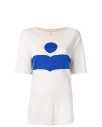 weißes und blaues bedrucktes T-Shirt mit einem Rundhalsausschnitt von Isabel Marant Etoile