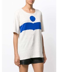weißes und blaues bedrucktes T-Shirt mit einem Rundhalsausschnitt von Isabel Marant Etoile