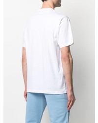 weißes und blaues bedrucktes T-Shirt mit einem Rundhalsausschnitt von VERSACE JEANS COUTURE