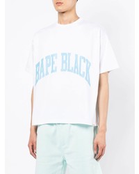 weißes und blaues bedrucktes T-Shirt mit einem Rundhalsausschnitt von BAPE BLACK *A BATHING APE®