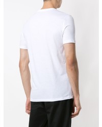 weißes und blaues bedrucktes T-Shirt mit einem Rundhalsausschnitt von Armani Exchange