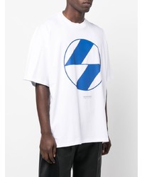 weißes und blaues bedrucktes T-Shirt mit einem Rundhalsausschnitt von The Salvages