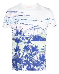 weißes und blaues bedrucktes T-Shirt mit einem Rundhalsausschnitt von Orlebar Brown