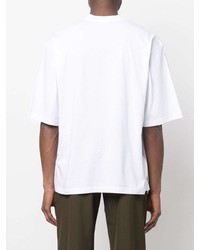 weißes und blaues bedrucktes T-Shirt mit einem Rundhalsausschnitt von Marni