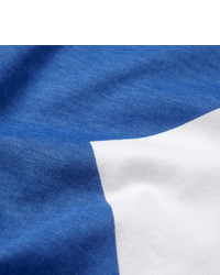 weißes und blaues bedrucktes T-Shirt mit einem Rundhalsausschnitt von Oliver Spencer