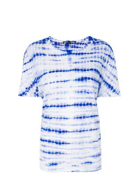 weißes und blaues bedrucktes T-Shirt mit einem Rundhalsausschnitt von Proenza Schouler