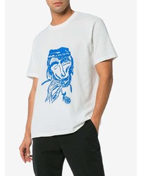 weißes und blaues bedrucktes T-Shirt mit einem Rundhalsausschnitt von Our Legacy