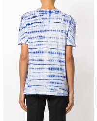 weißes und blaues bedrucktes T-Shirt mit einem Rundhalsausschnitt von Proenza Schouler